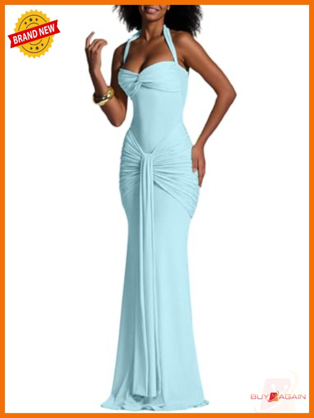 Halter Maxi Dress Ruched Bodycon Fringe Mesh Evening Cocktail Party